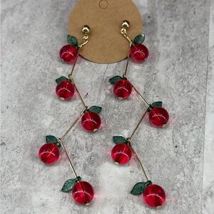 Aura Acrylic Dangle Cherry Drop Earrings Fruit Jewelry Fun
